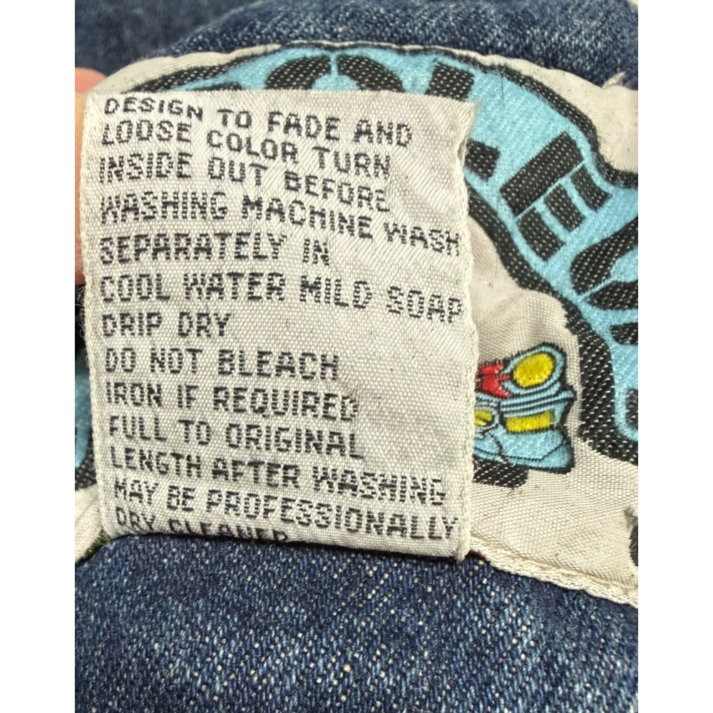 Vintage 70s 80s Quilted Lined Denim Long  Coat Leather Trim Sample Tag Rare - Picture 4 of 15